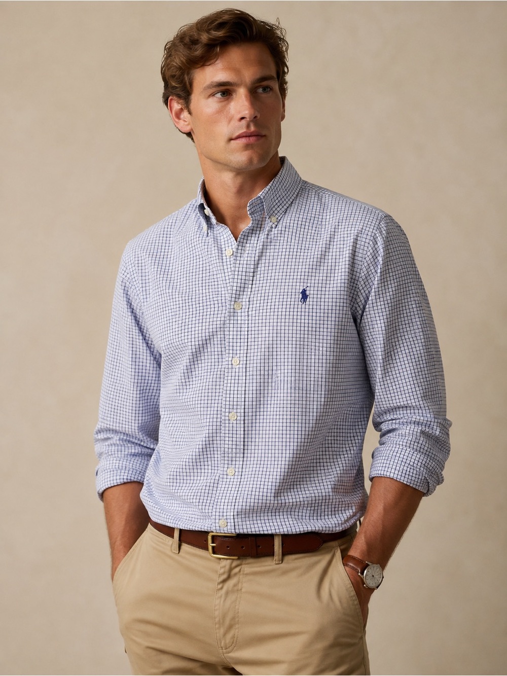 Ralph Lauren Blue Check Cotton Button-Down Shirt